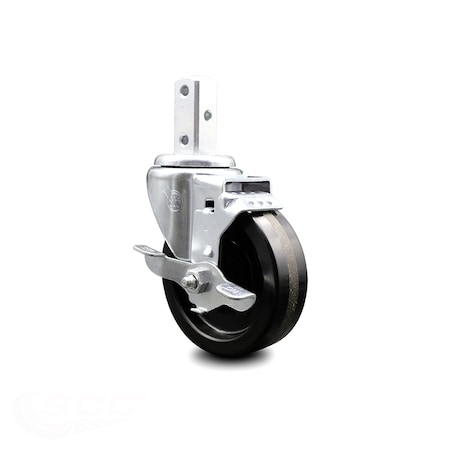 Service Caster 4 Inch Phenolic Wheel Swivel 7/8 Inch Square Stem Caster with Brake SCC SCC-SQ20S414-PHS-TLB-78